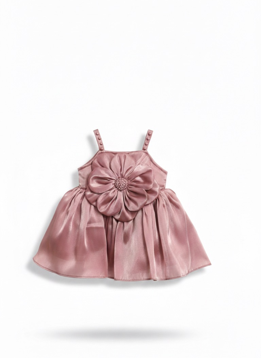 Mauve Flower Party Dress Set (Newborn)