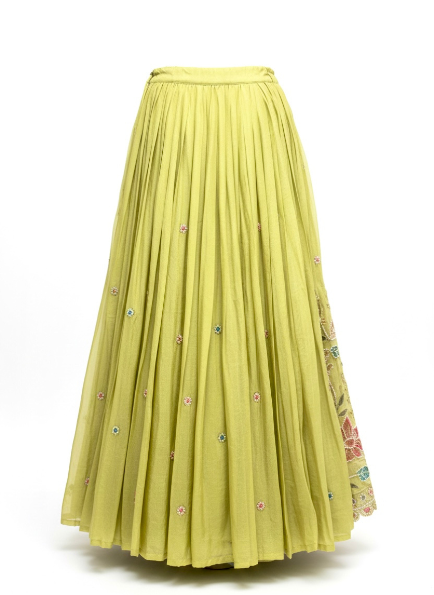 Lime Green Embroidered Lehenga Set