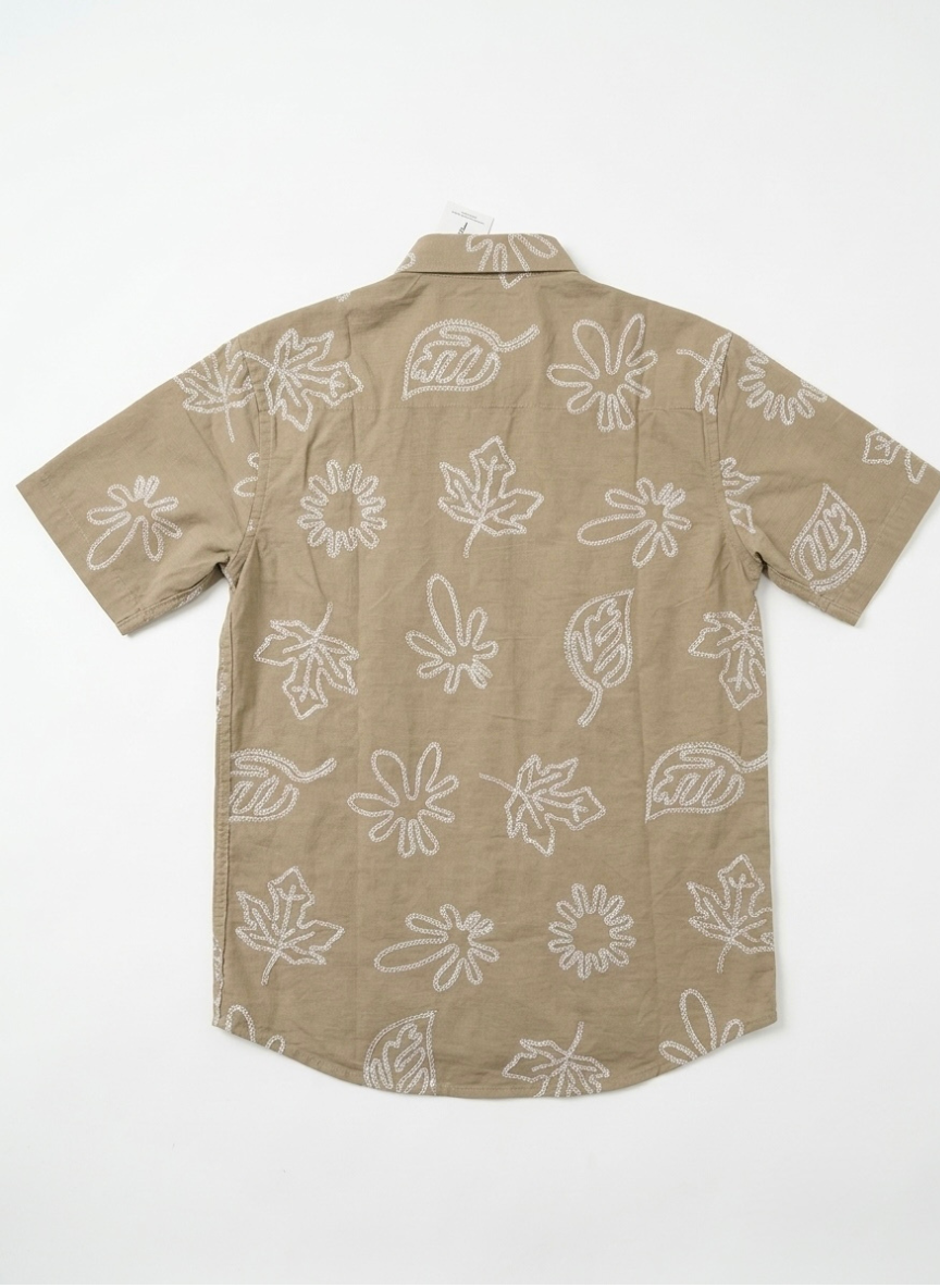 Boys Olive Green Printed Casual Shirt