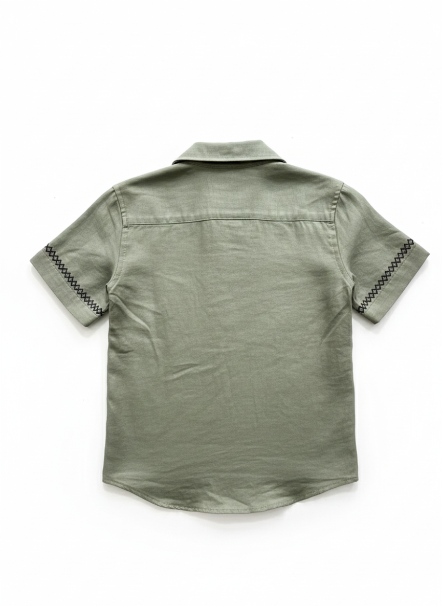 Green Embroidered Casual Shirt
