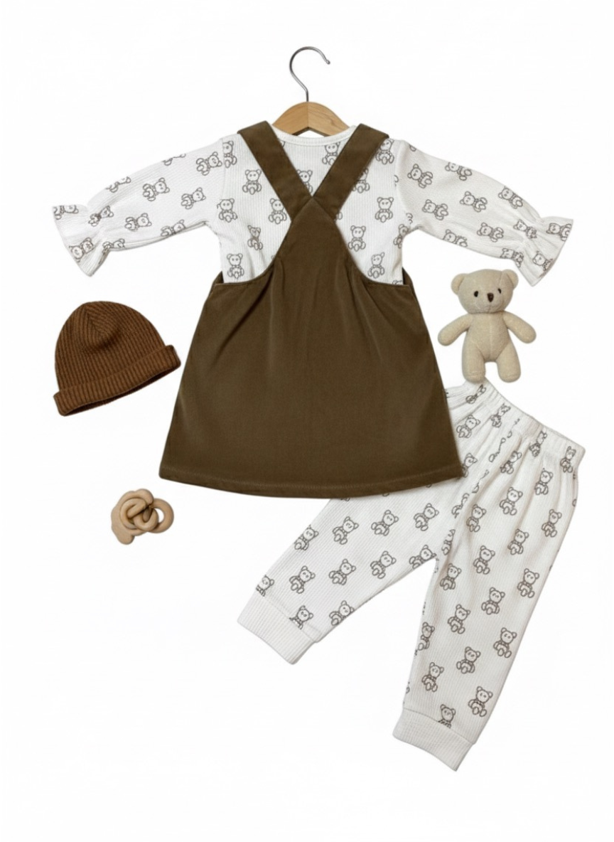 Baby 3 Piece Bear Velvet Dress Set
