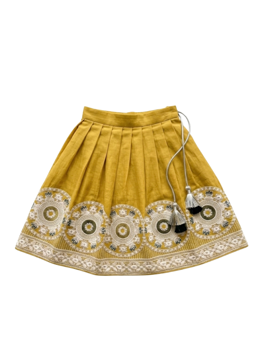 NB Mustard Lehenga Set (0–1 Year)