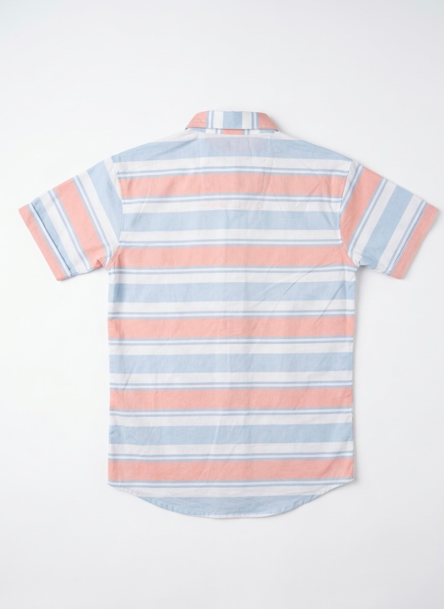Boys Light Blue Striped Casual Shirt