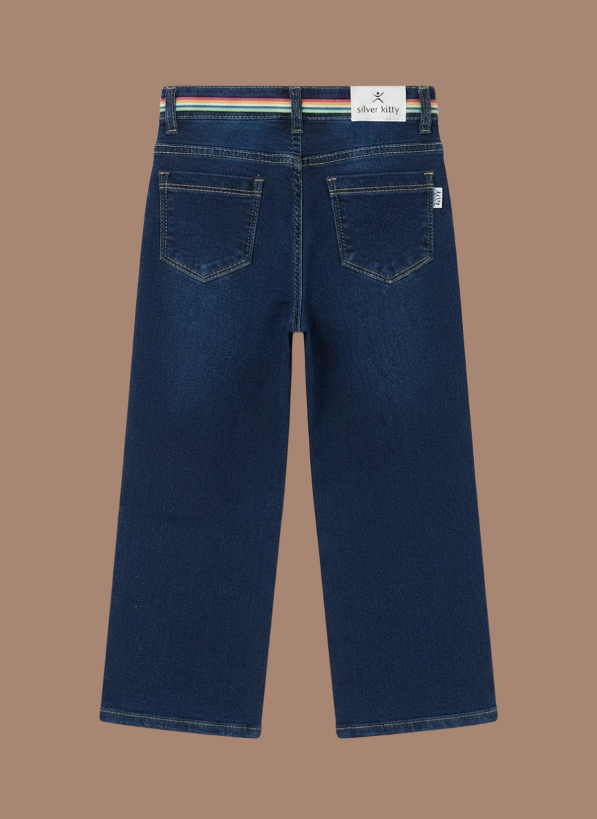 Blue Wide Leg Denim Jeans