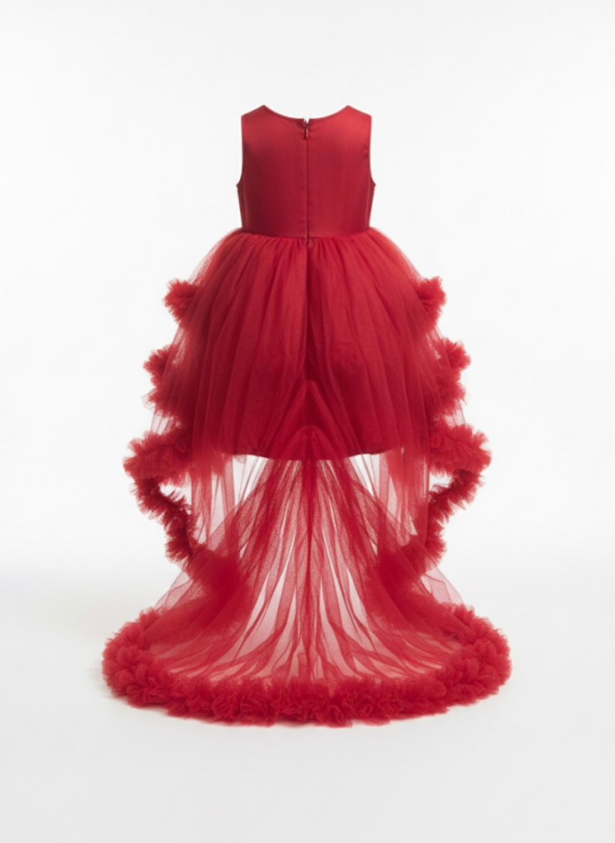 Red Frill Party Dress with Hairband