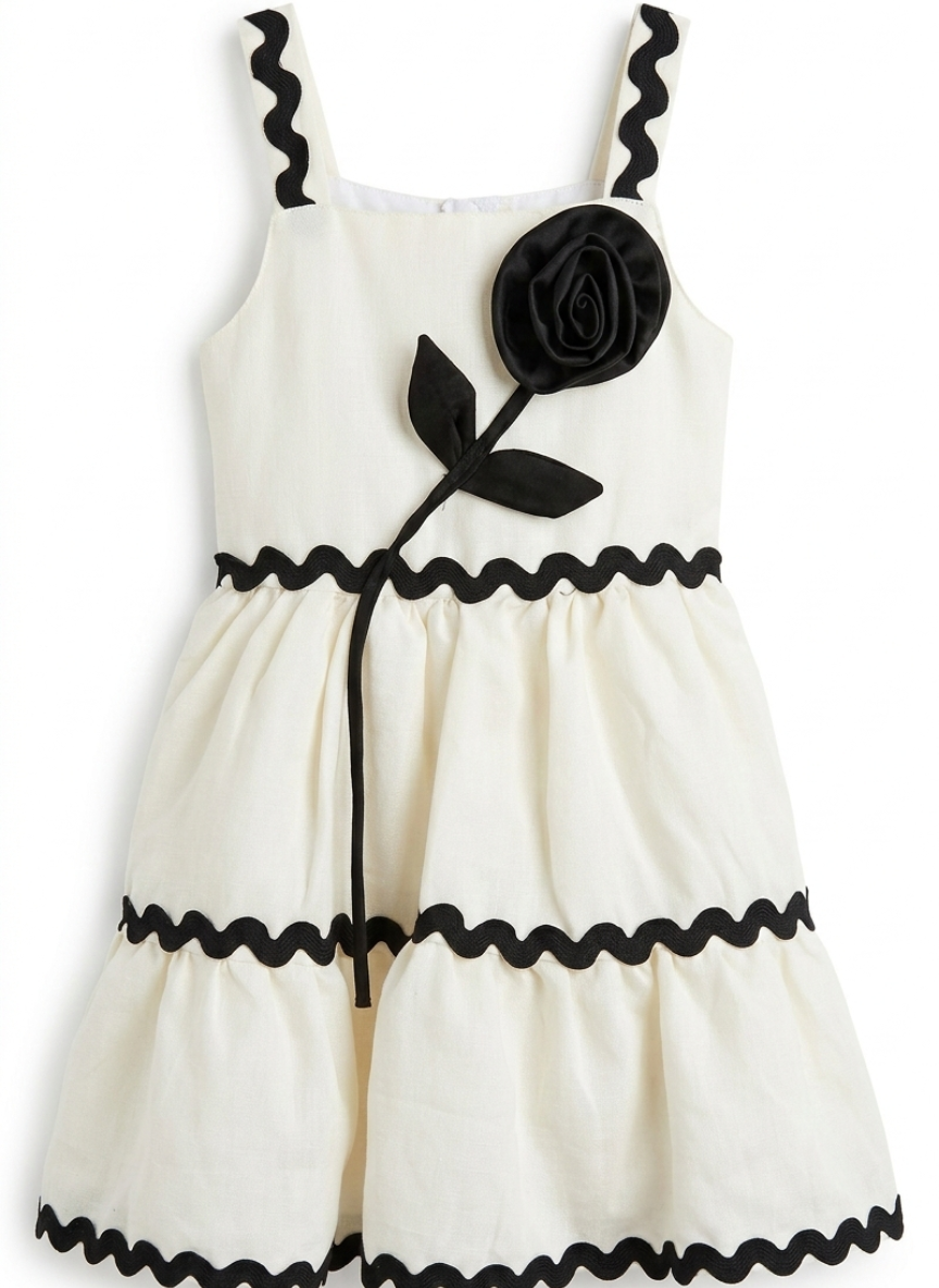 Girls White Linen Frock