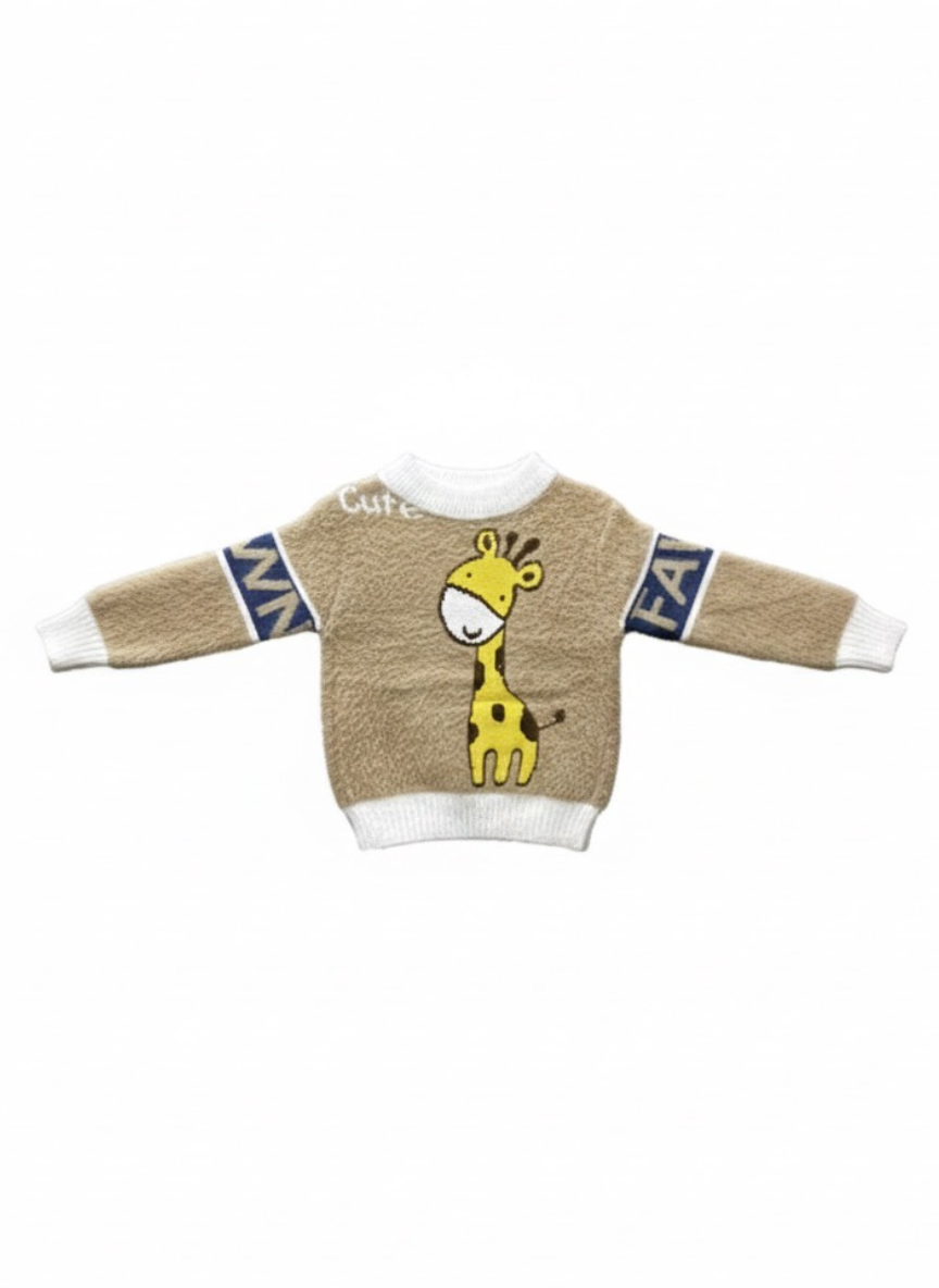 Hair Beige Fur Winter Sweater for Kids
