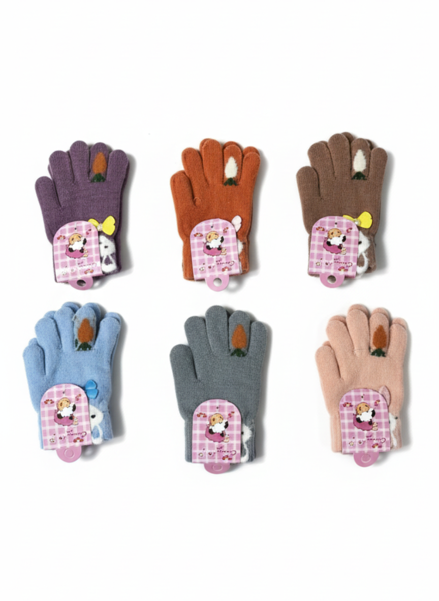 Cotton Winter Gloves for Girls (2–5 Years)