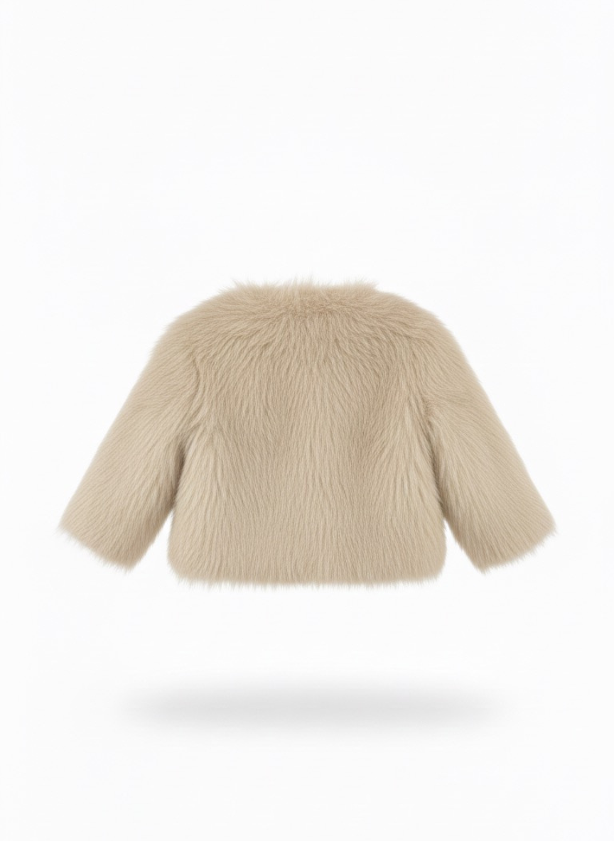 Girls Brown Pearl Fur Jacket