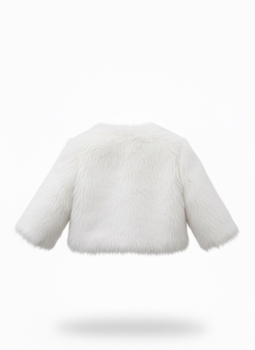 Girls White Pearl Fur Jacket