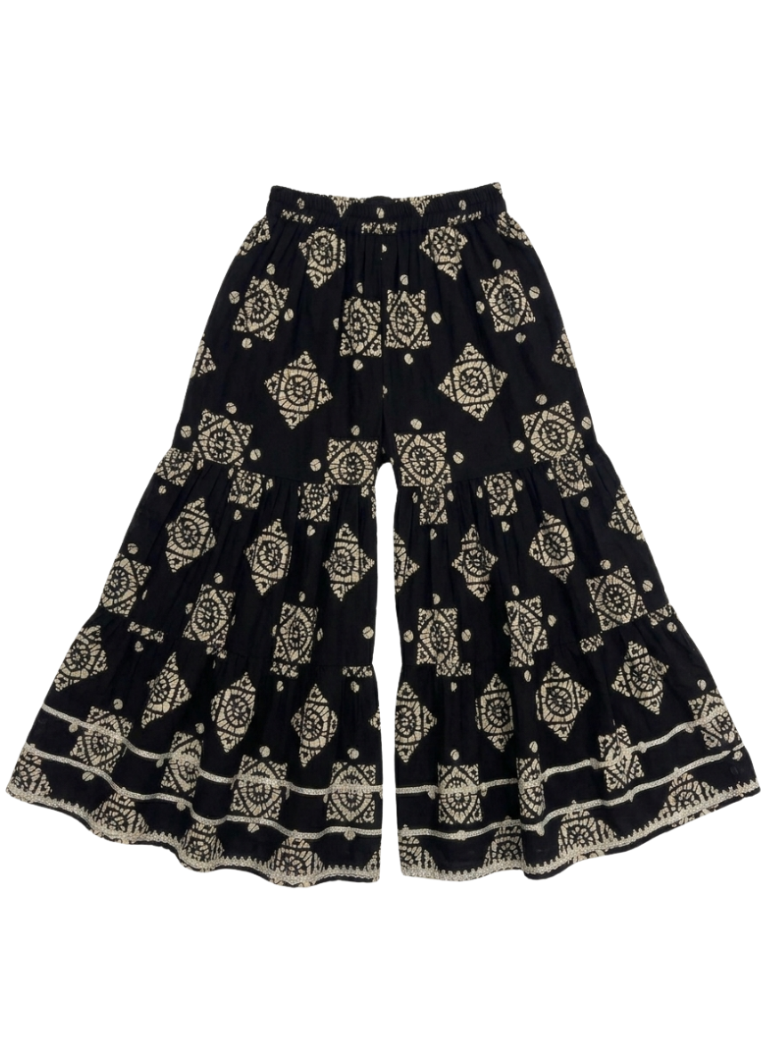 Cotton Black & White Sharara Set (5–10 Years)