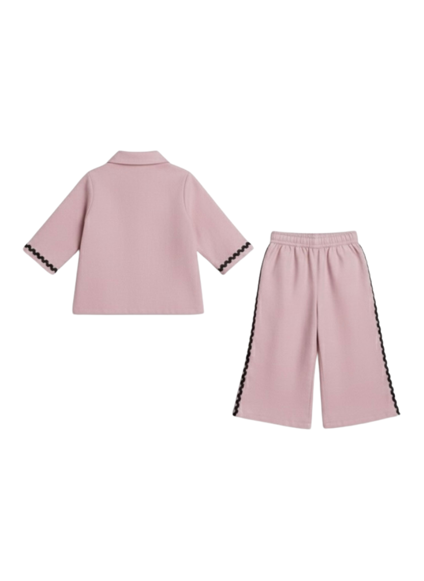 Girls Pink Embroidered Ethnic Co-Ord Set