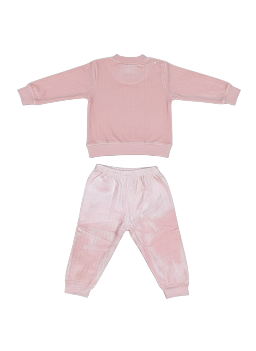 Light Pink Velvet Co-ord Set for Babies