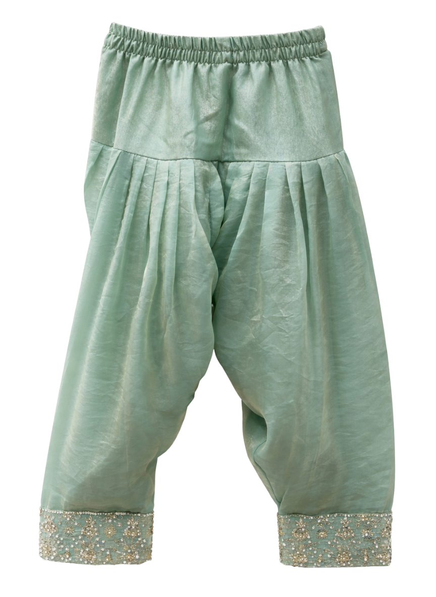 Green Farshi Salwar Set (4–9 Years)