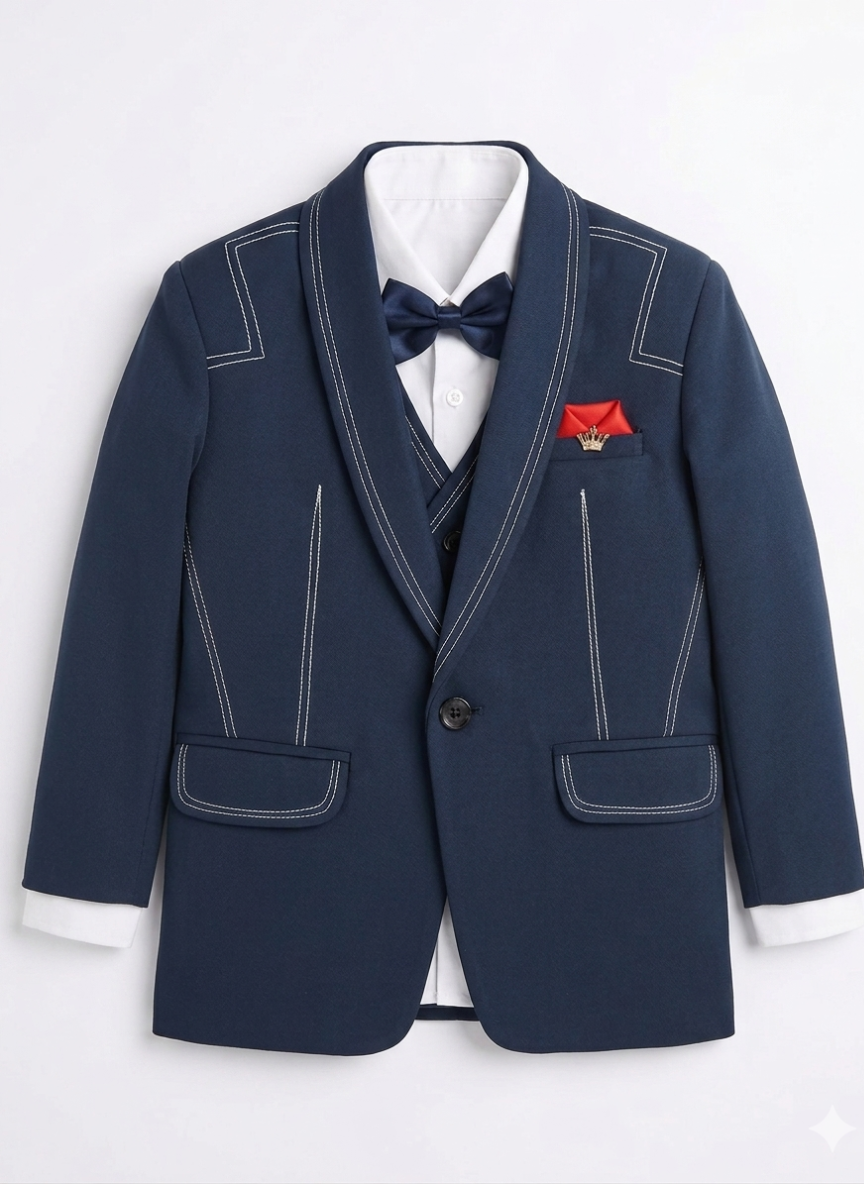 Navy Blue 3-Piece Boys Tuxedo Set
