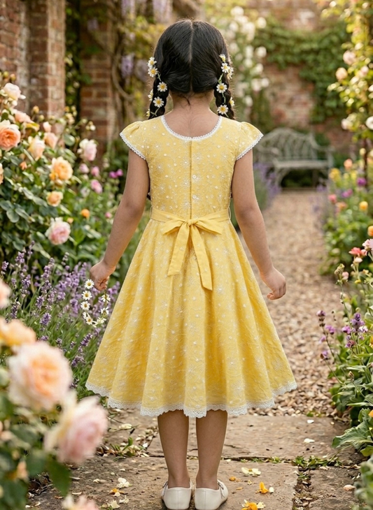 Yellow Floral Cotton Dress