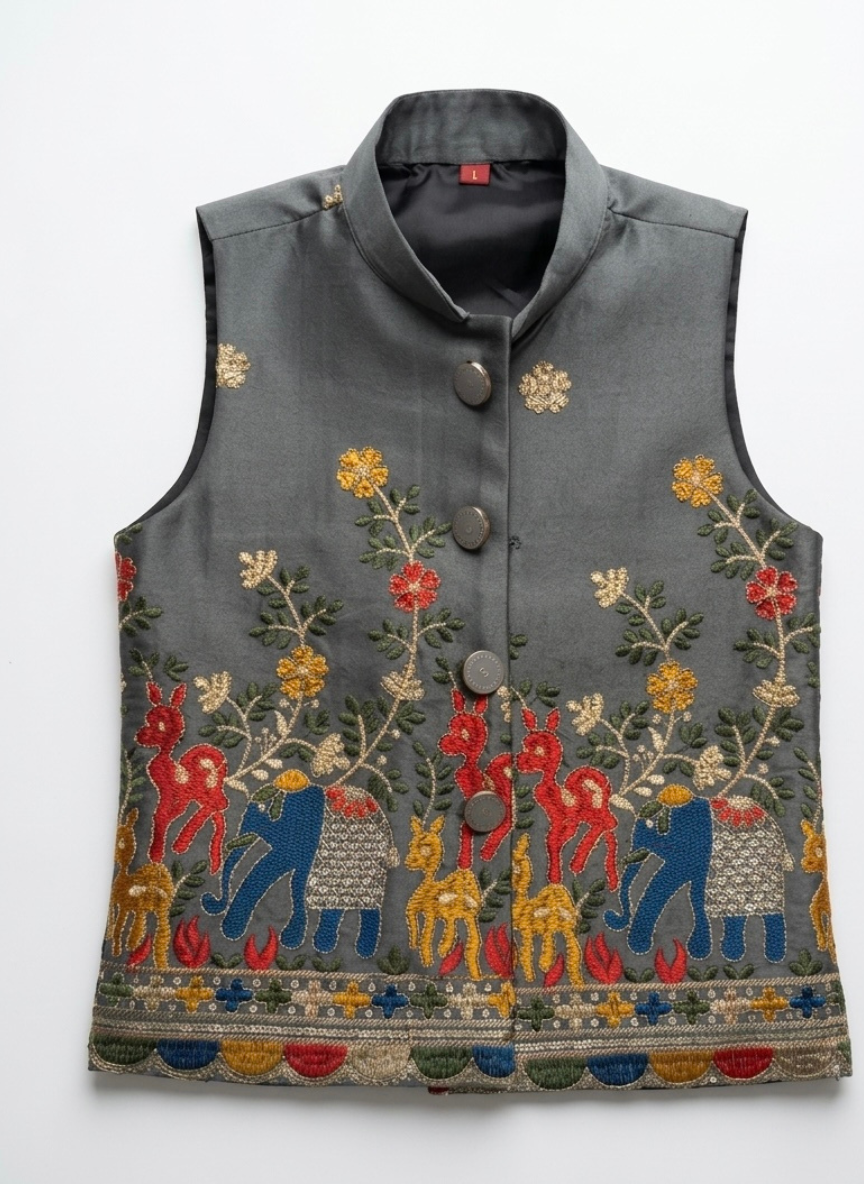 Grey Embroidered Kurta Set