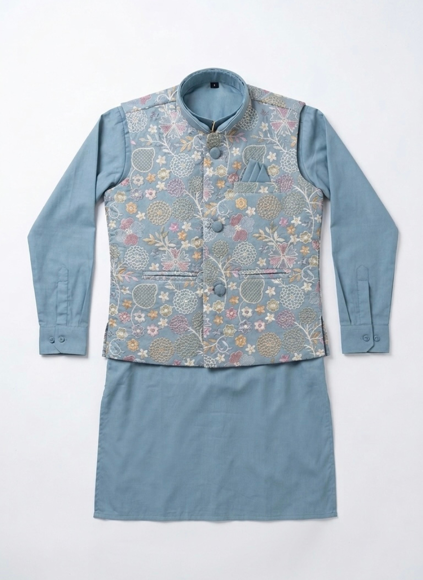 Powder Blue Boys Kurta Set