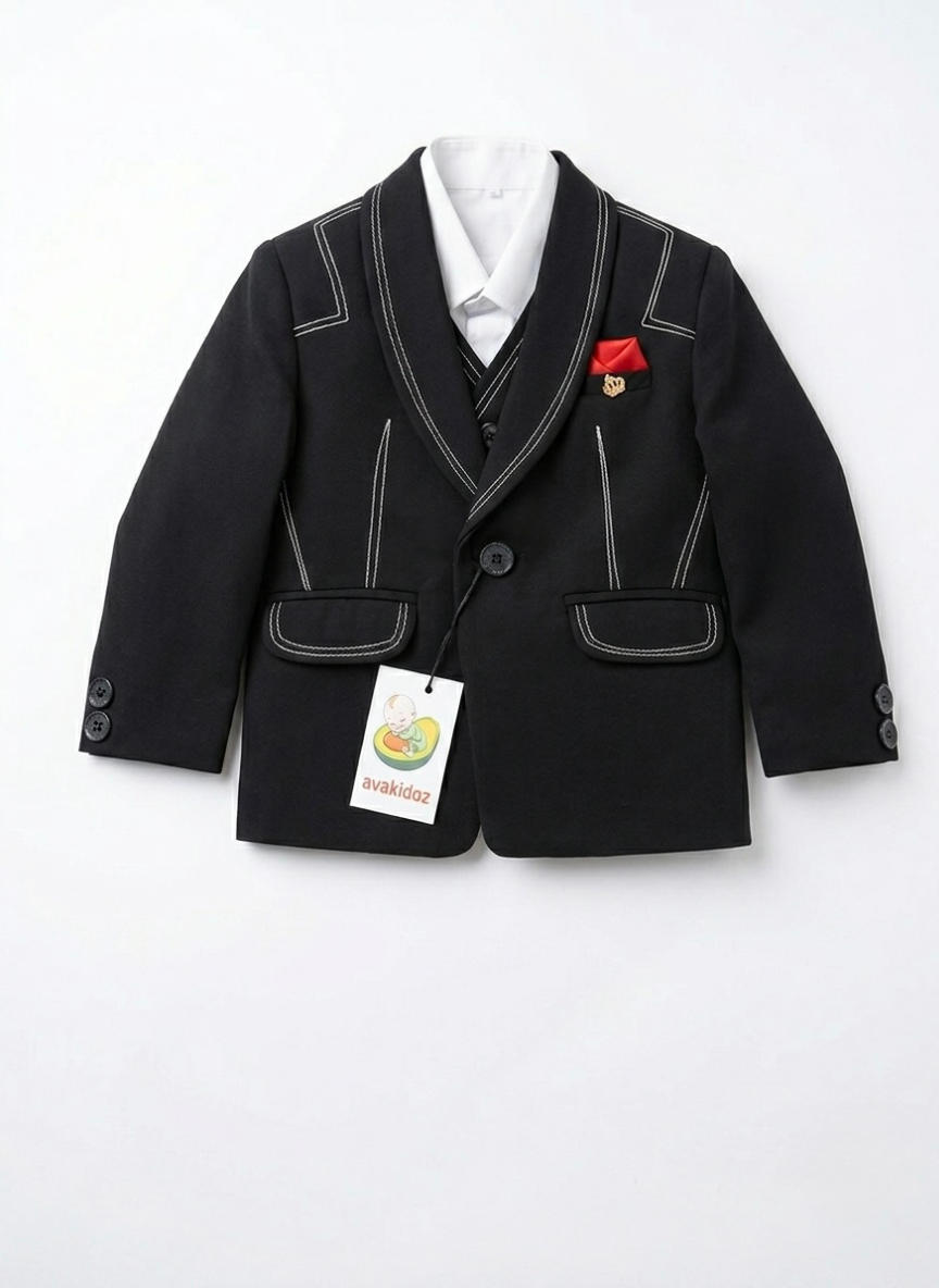 Boys Black 3-Piece Tuxedo Suit