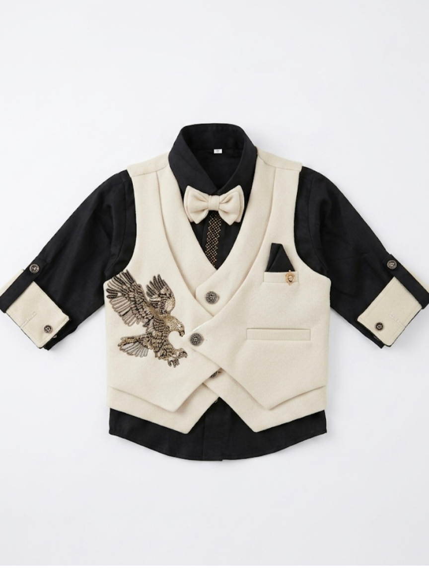 Boys Beige Waistcoat Party Set
