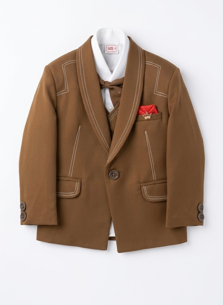 Brown Boys 3 Piece Tuxedo Set