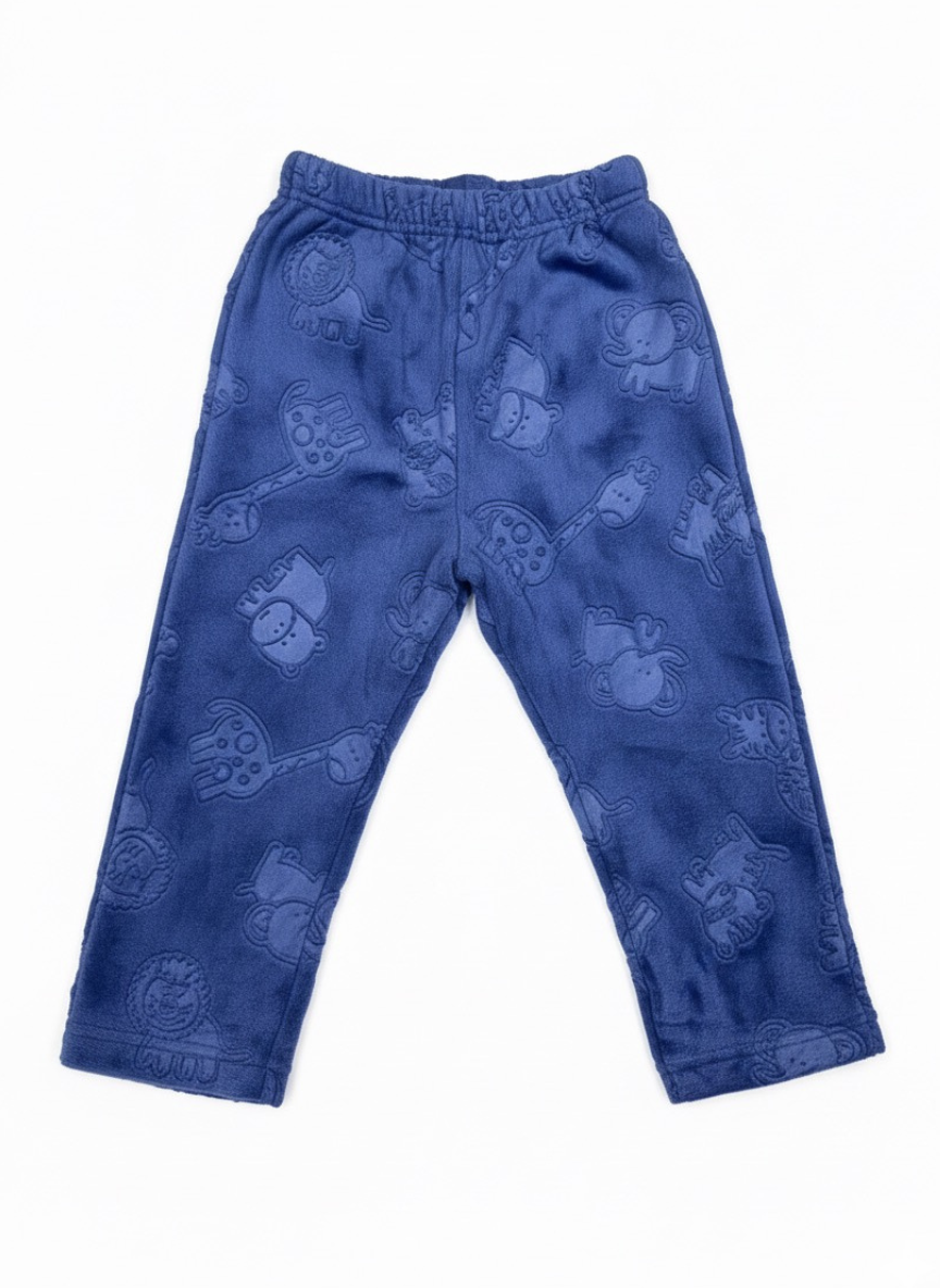 Dark Blue Velvet Night Suit Set for Kids