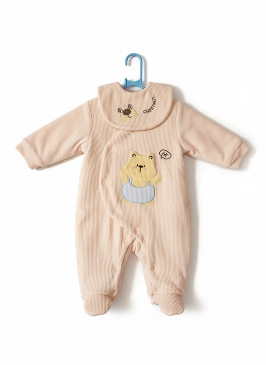 Peach Teddy Cotton Baby Romper