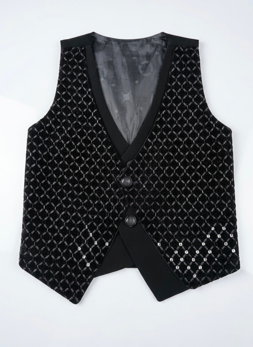 Black Velvet Waistcoat Set for Boys