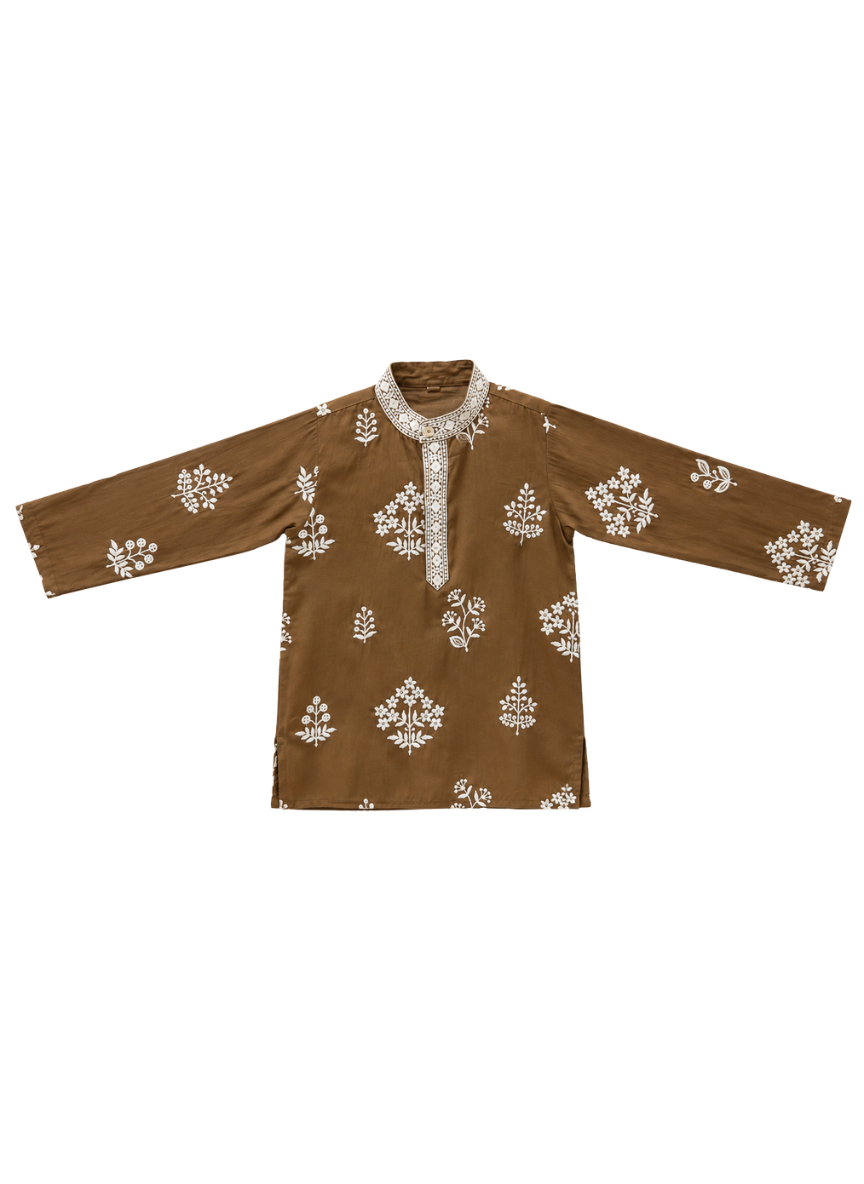 Brown Cotton Kurta Set (1-10 years)