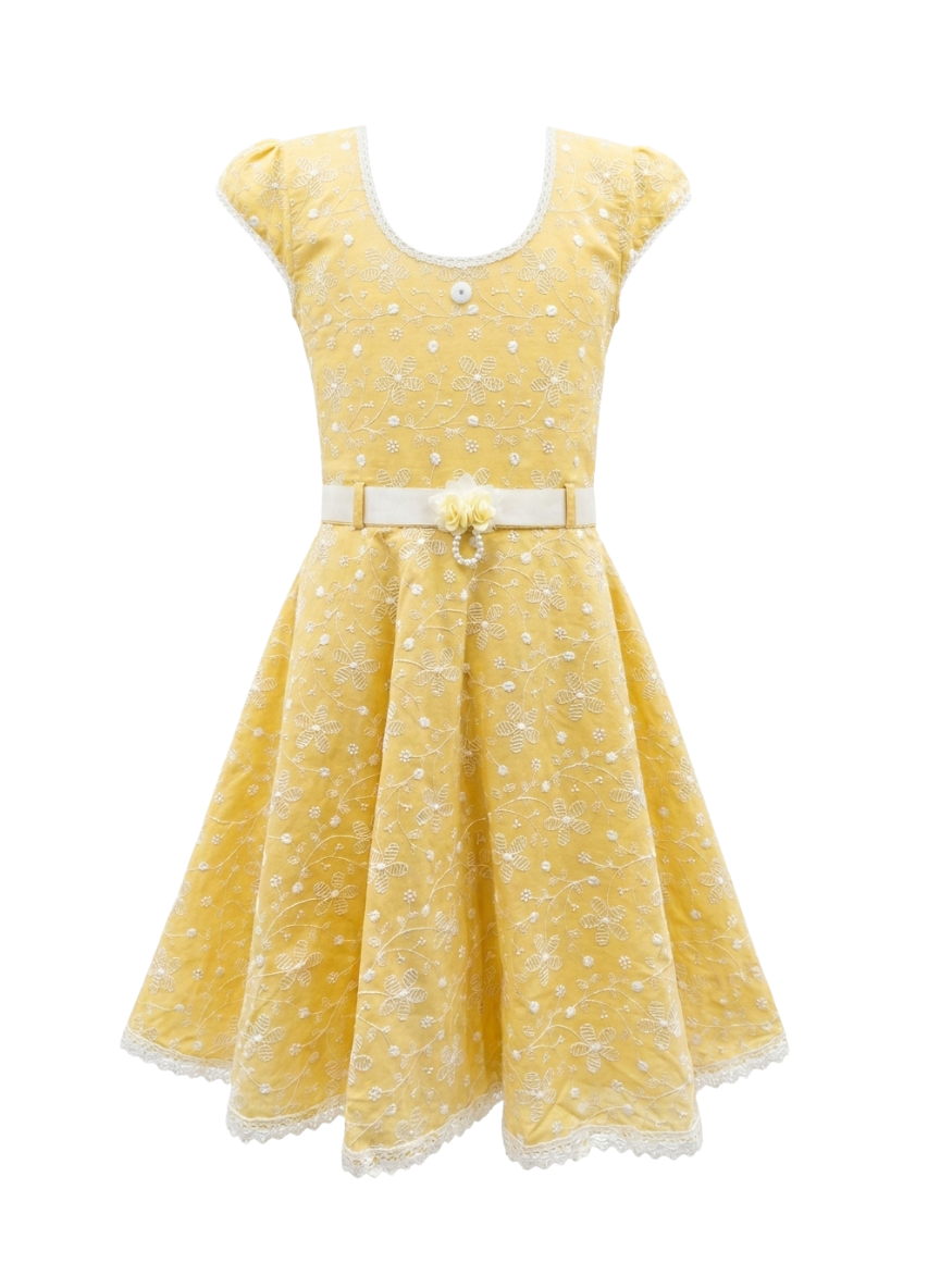 Yellow Floral Cotton Dress
