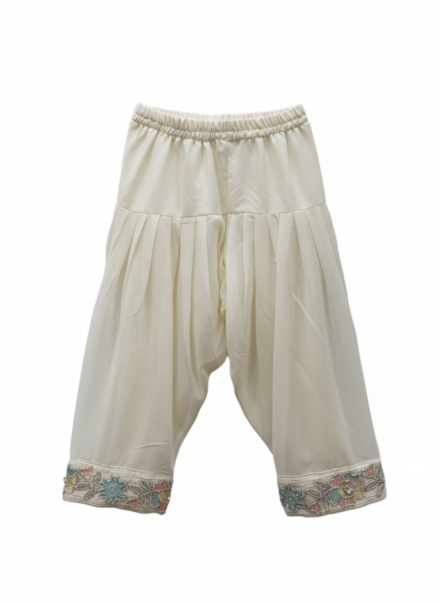 White Farshi Salwar Set (4–9 Years)