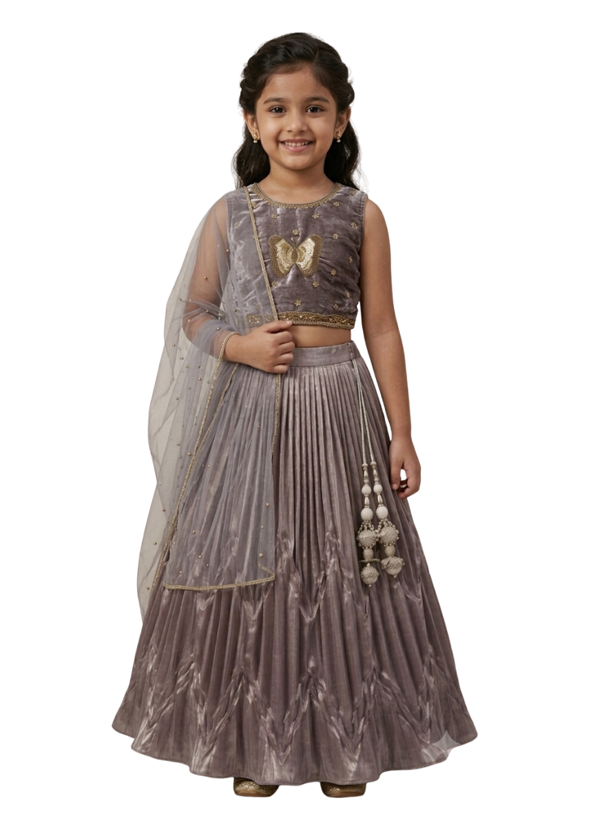 Violet Ethnic Lehenga Set (5–9 Years)