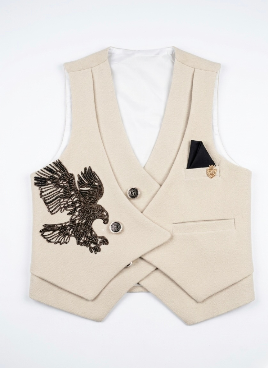 Boys Beige Waistcoat Party Set