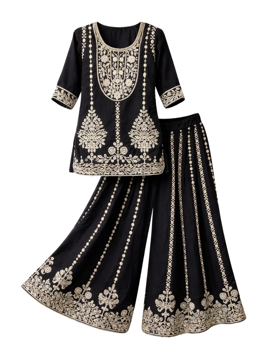 Black Palazzo Set (2–4 Years)