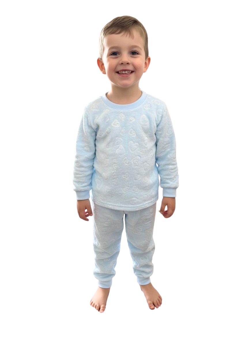 Light Blue Velvet Night Suit Set for Kids