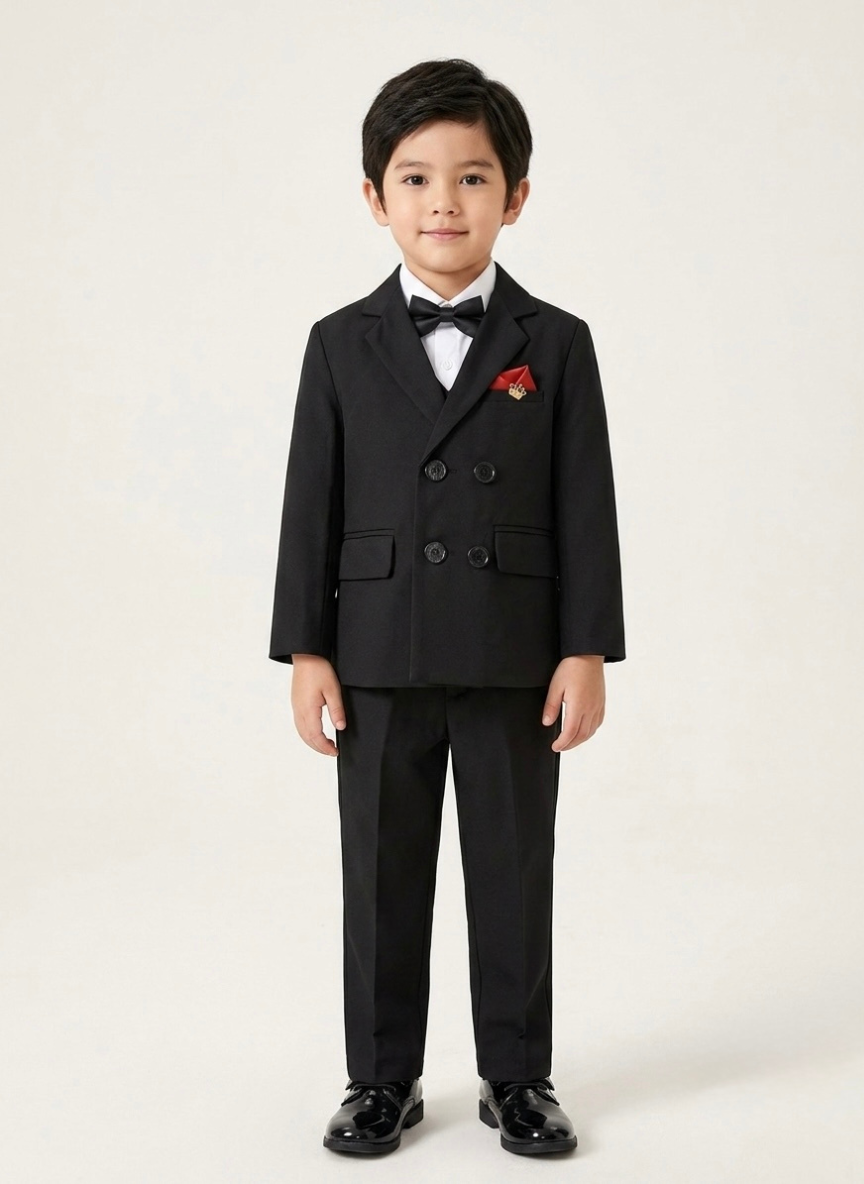 Boys Black 3-Piece Coat Set
