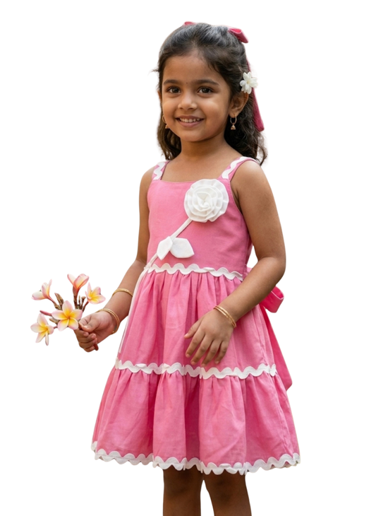 Pink Floral Cotton Dress