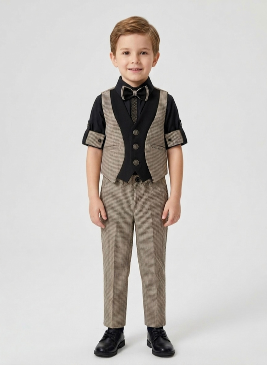 Black Mukesh Work Waistcoat Set