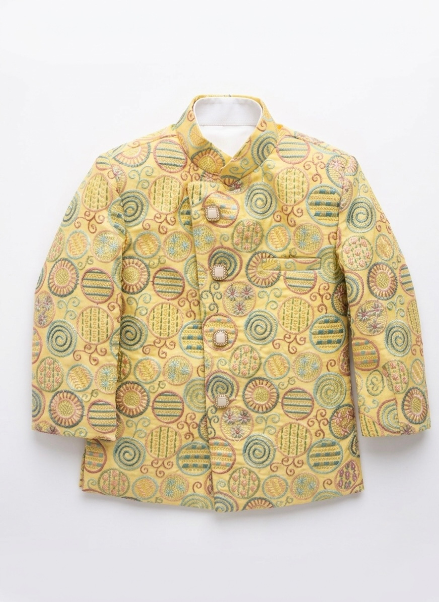 Boys Yellow IndoWestern Set