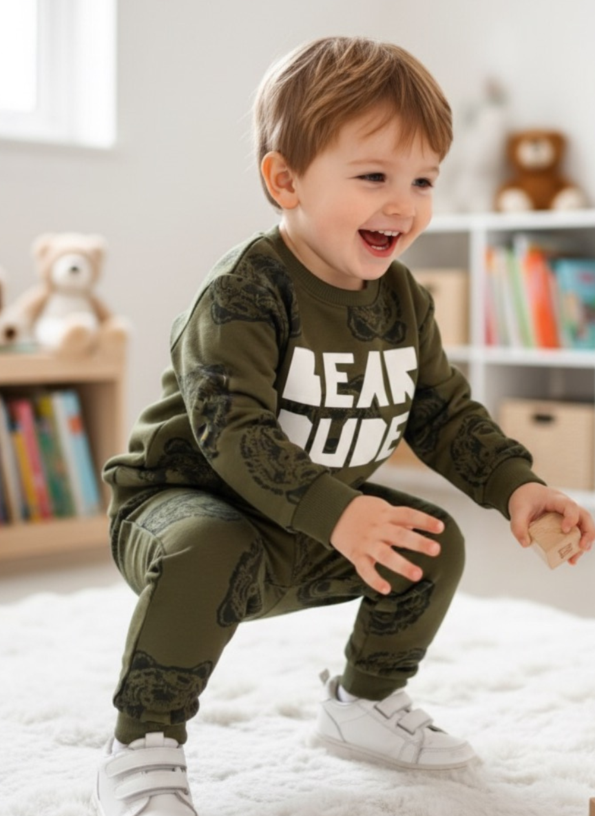 Boys Dark Green Fleece Co-Ord Set