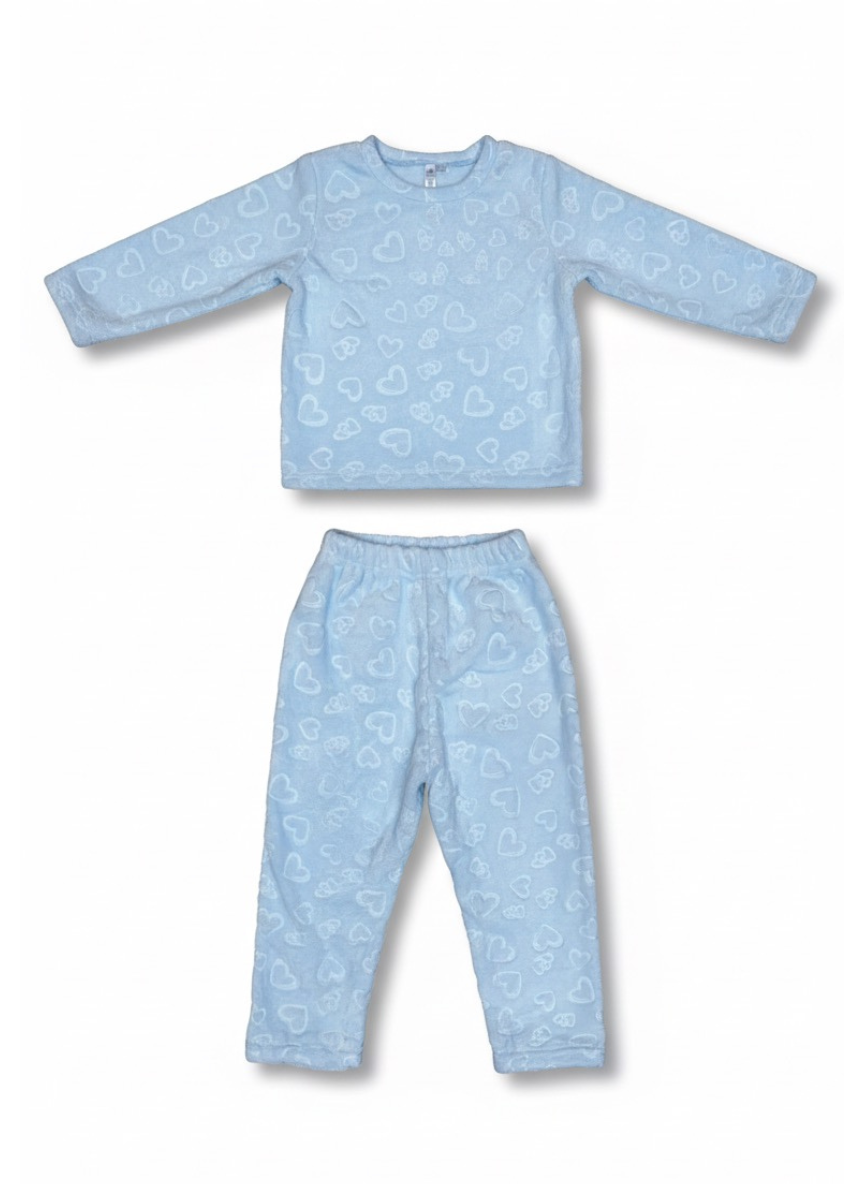 Light Blue Velvet Night Suit Set for Kids