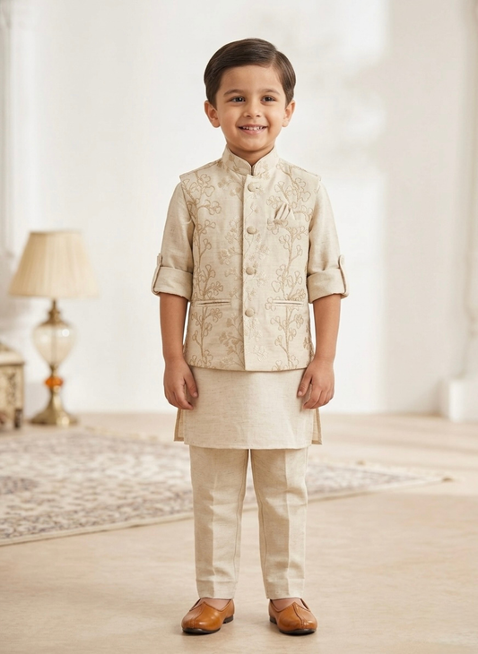 Beige Boys Kurta Set