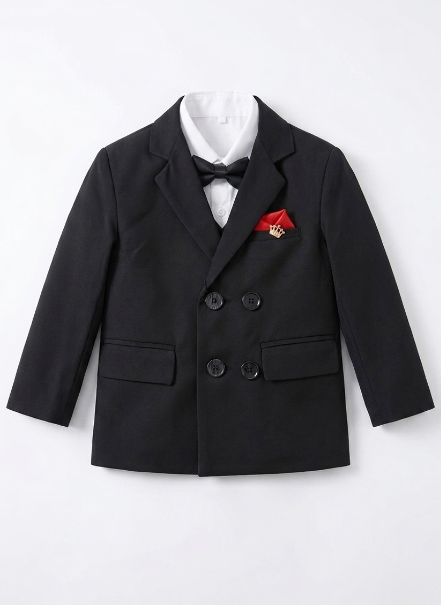 Boys Black 3-Piece Coat Set