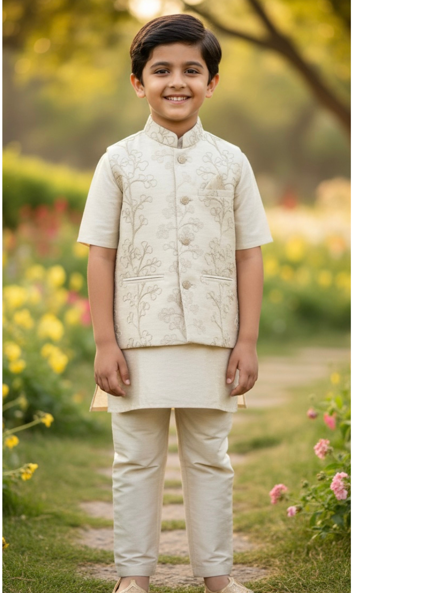 Beige Boys Kurta Set