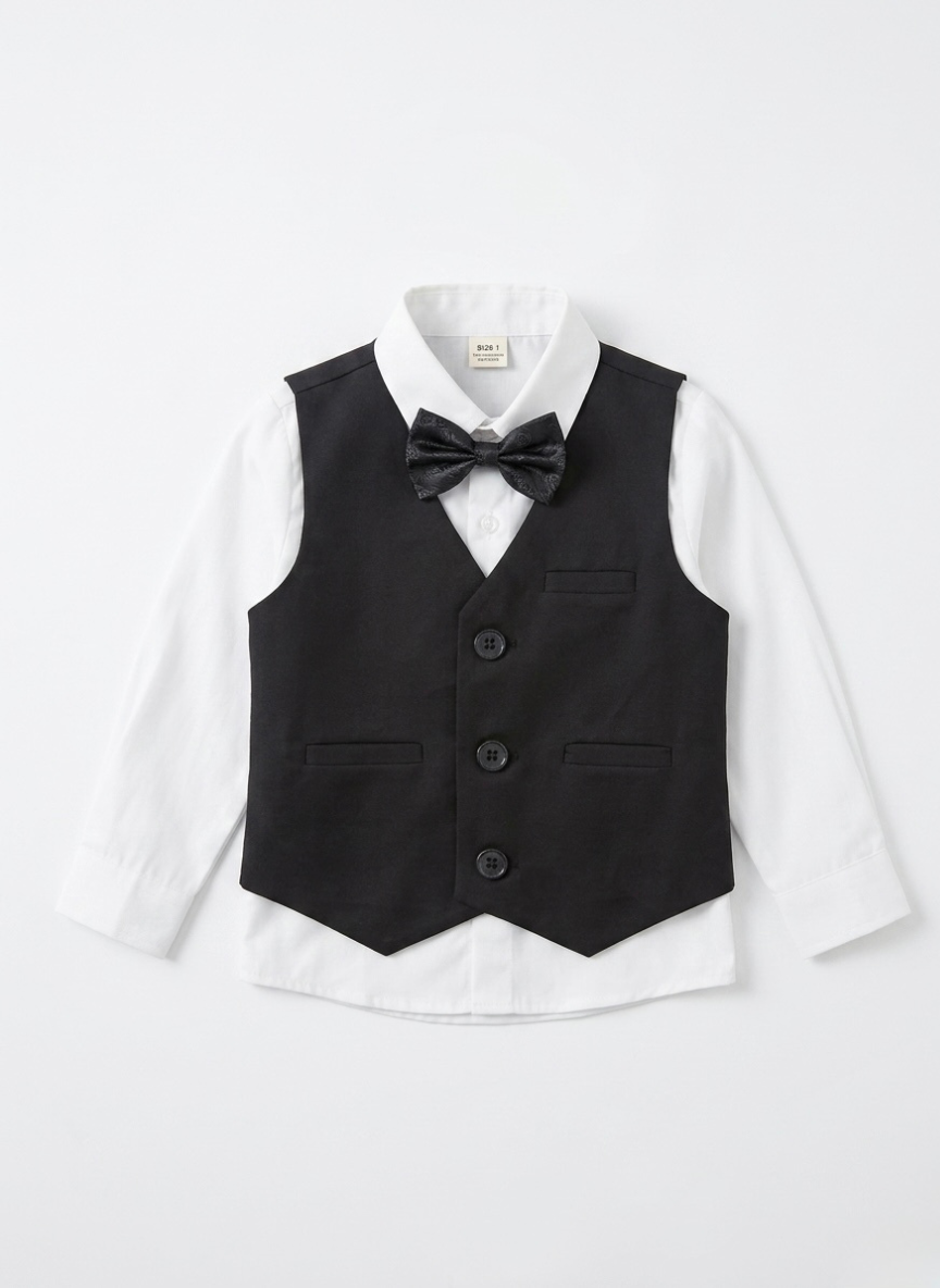 Boys Black 3-Piece Coat Set