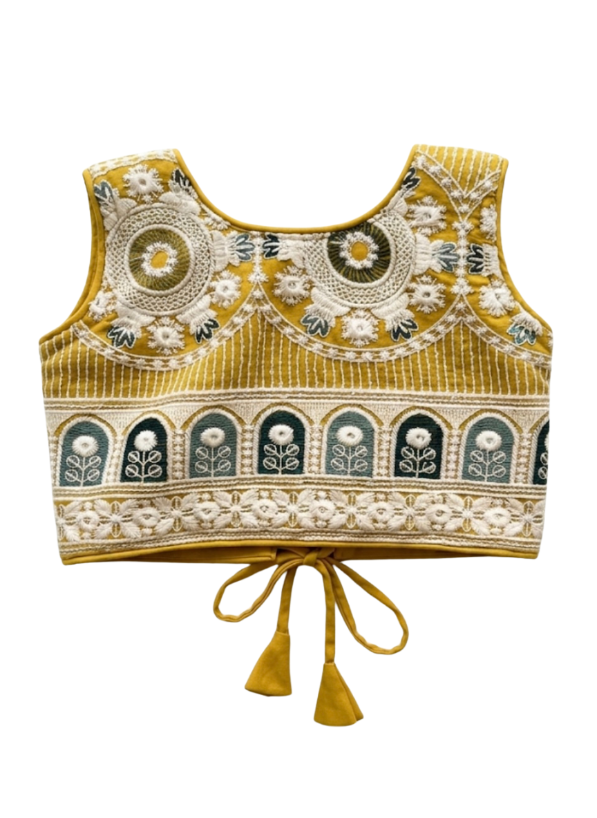 NB Mustard Lehenga Set (0–1 Year)