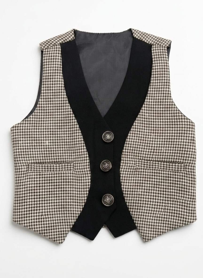 Black Mukesh Work Waistcoat Set