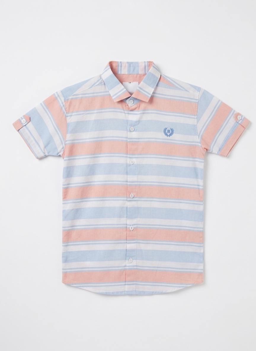 Boys Light Blue Striped Casual Shirt