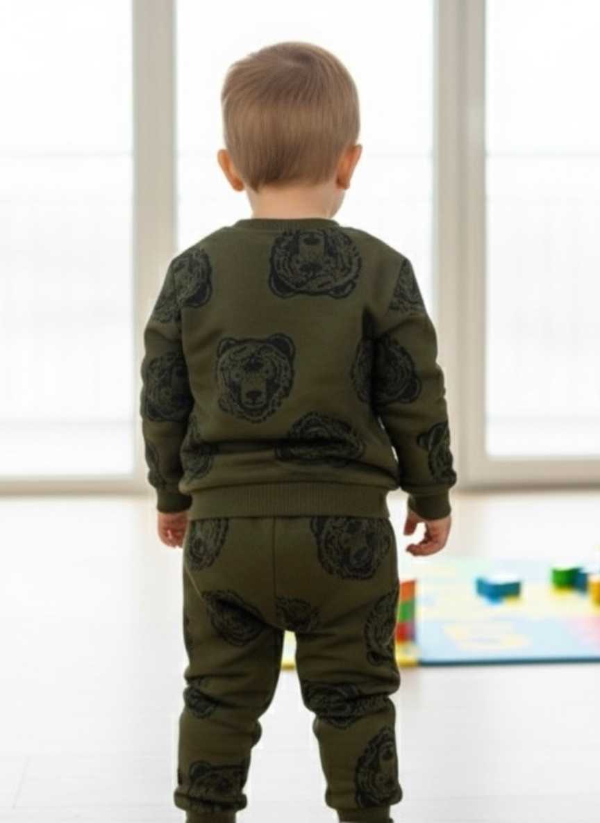 Boys Dark Green Fleece Co-Ord Set