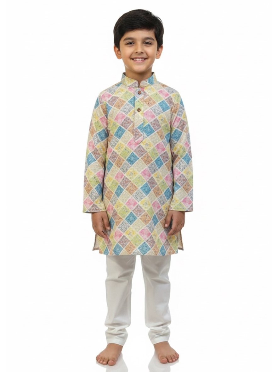 Boys Multicolor Printed Kurta Pajama Set